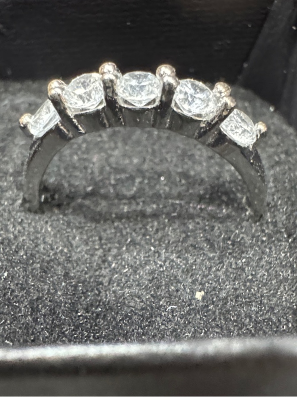 Silver-Tone Cubic Zirconia Five-Station Ring - Sparkling White